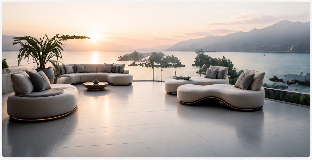 Private healthcare retreat overlooking the ocean and mountains
